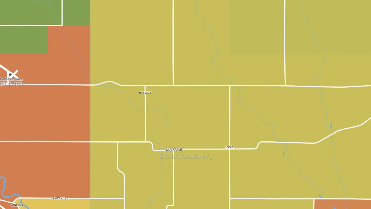 Ionia, IA Map of Burglary Rates