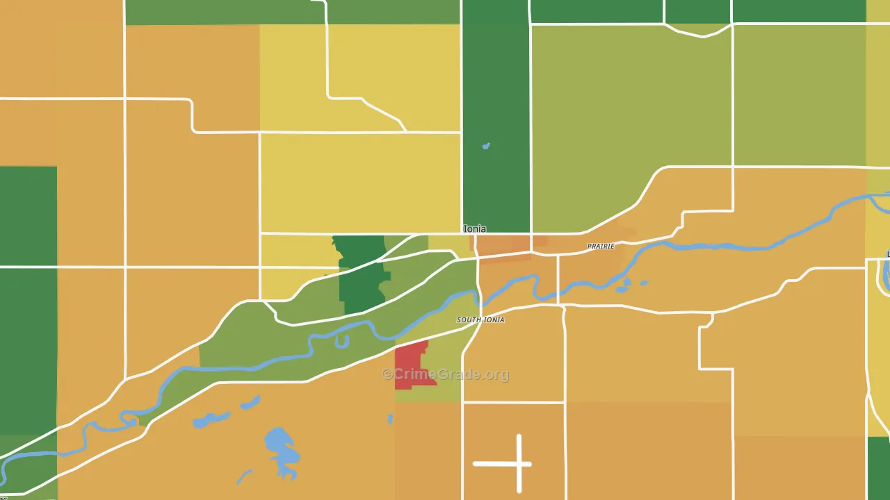 Ionia, MI Map of Burglary Rates