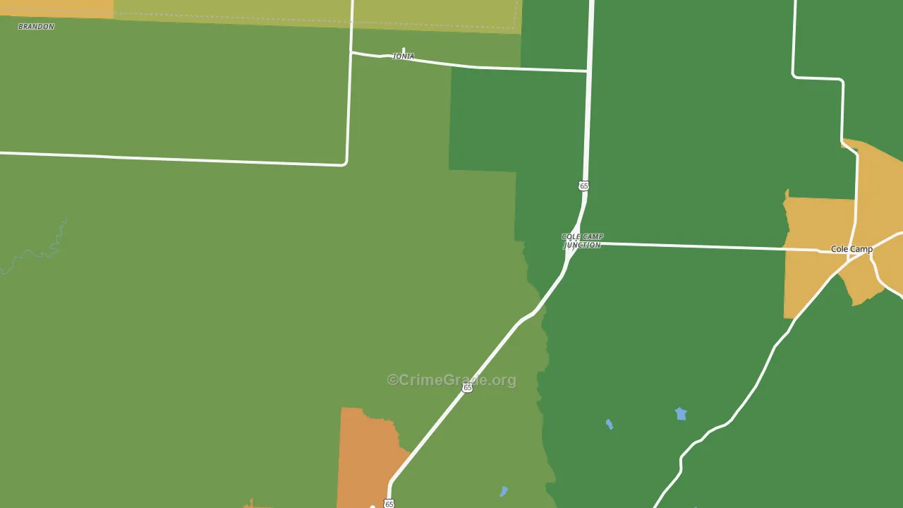 Ionia, MO Map of Burglary Rates