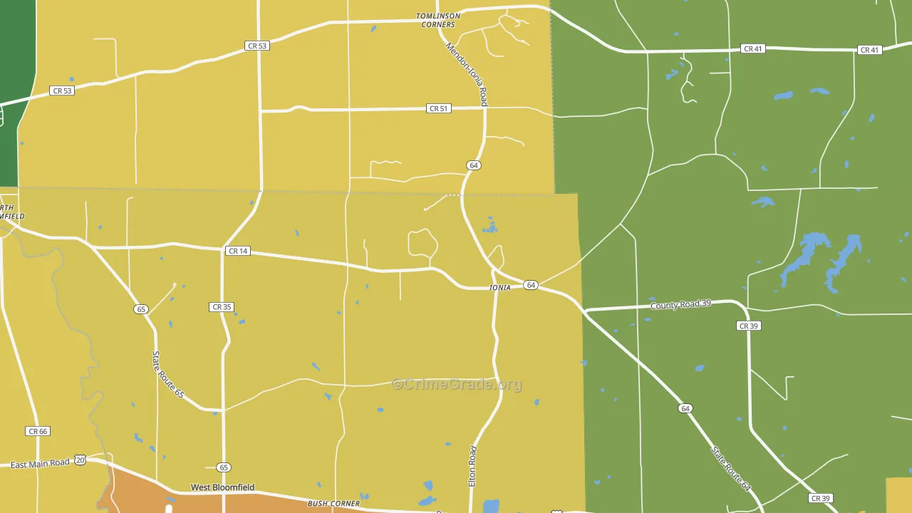 Ionia, NY Map of Burglary Rates