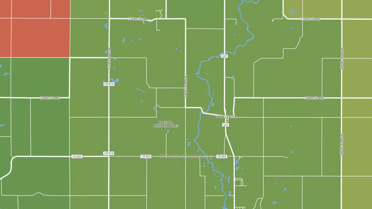 Iowa Center, IA Map of Burglary Rates