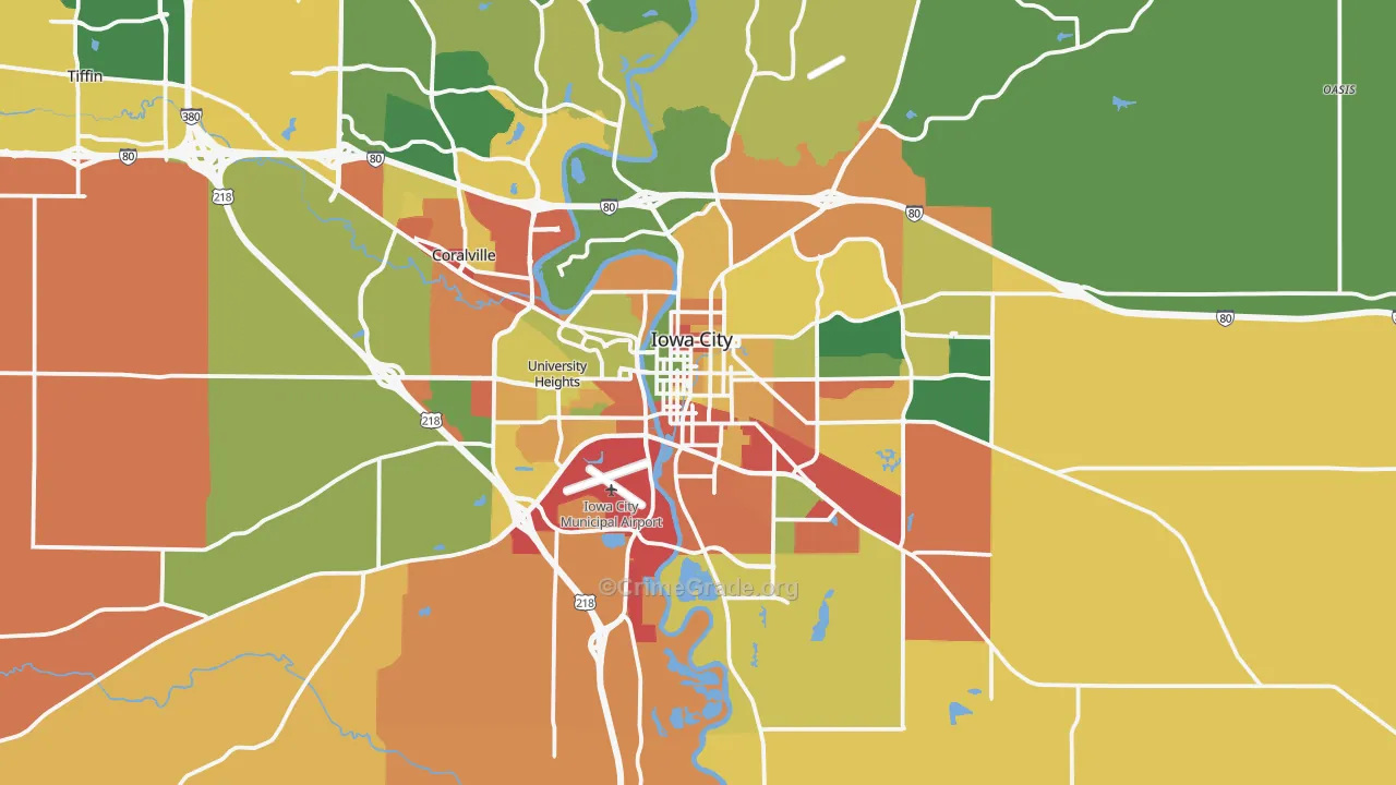 Iowa City, IA Map of Burglary Rates