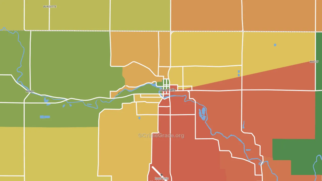 Iowa Falls, IA Map of Burglary Rates
