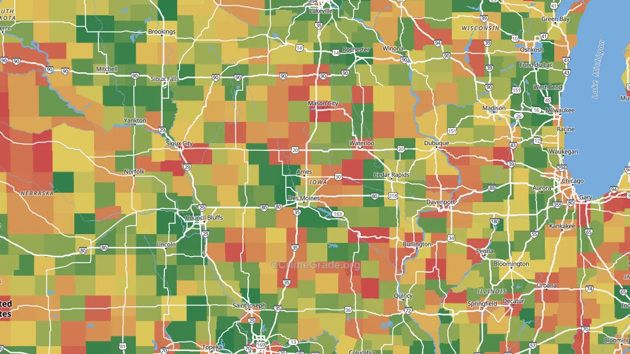 Iowa Map of Burglary Rates