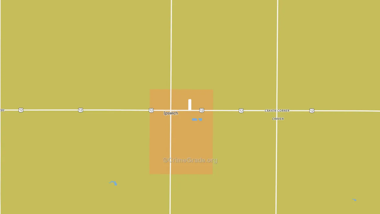 Ipswich, SD Map of Burglary Rates