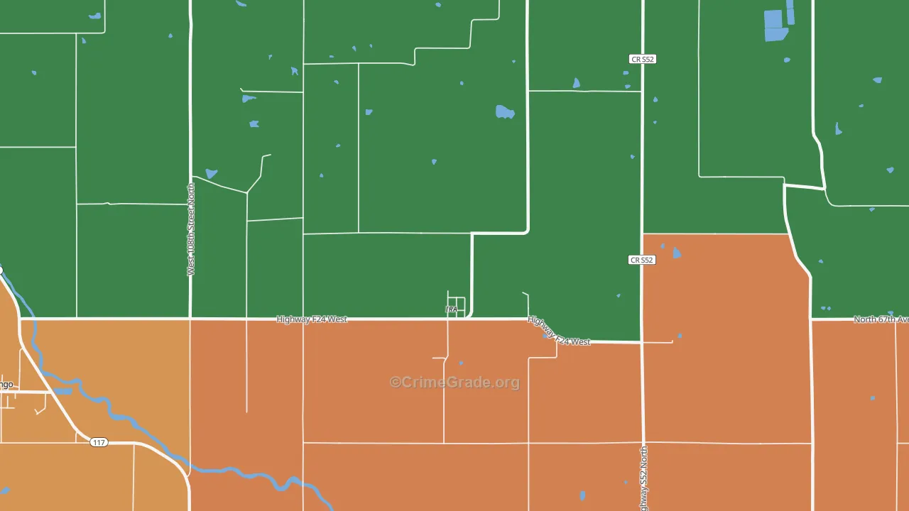Ira, IA Map of Burglary Rates