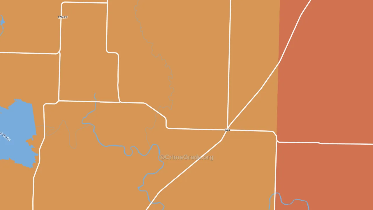 Ira, TX Map of Burglary Rates