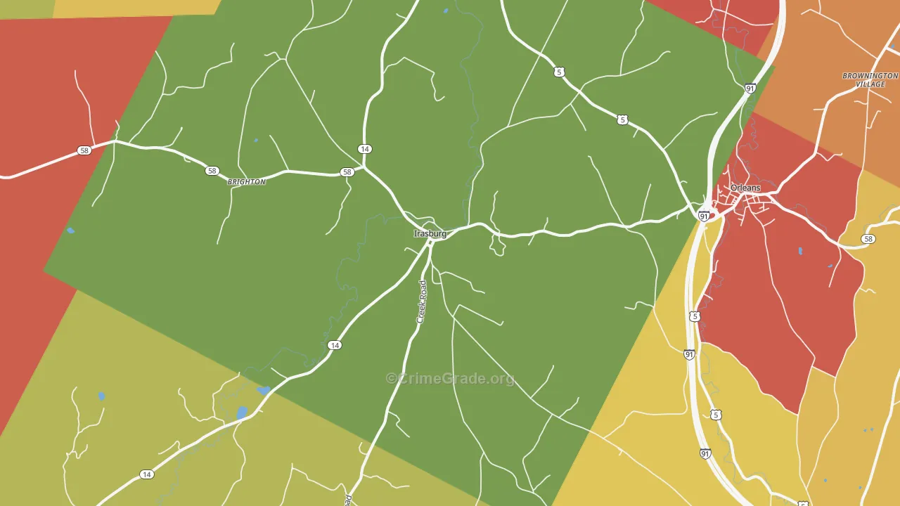 Irasburg, VT Map of Burglary Rates