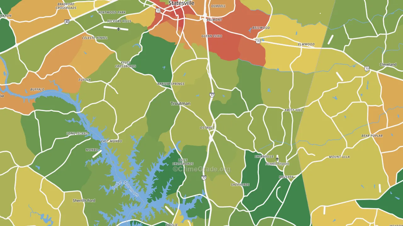 Iredell County, NC Map of Burglary Rates