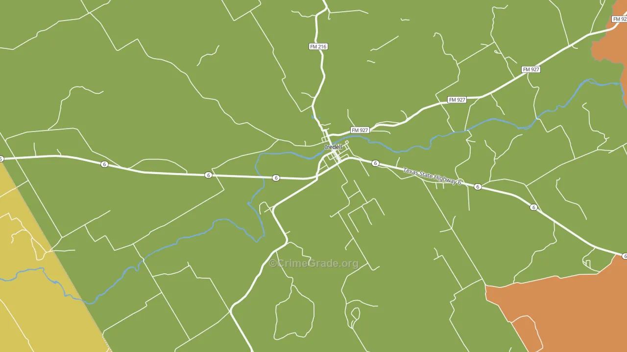 Iredell, TX Map of Burglary Rates