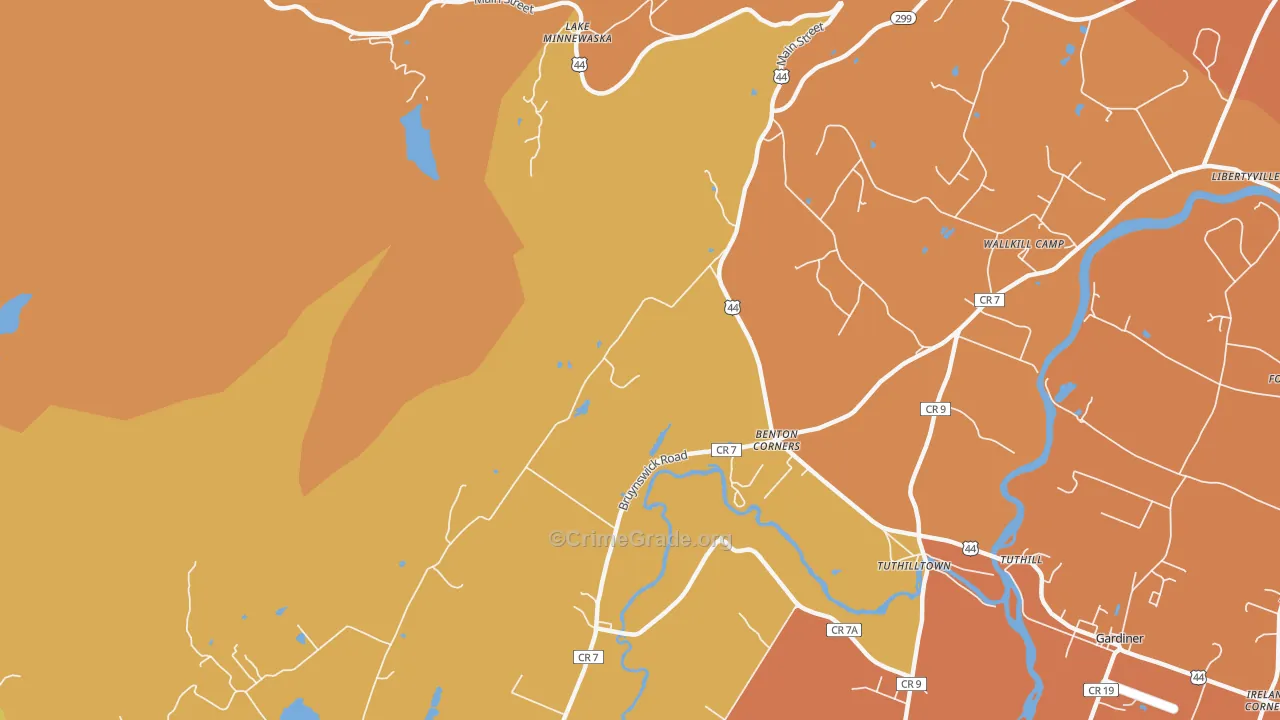 Ireland Corners, NY Map of Burglary Rates