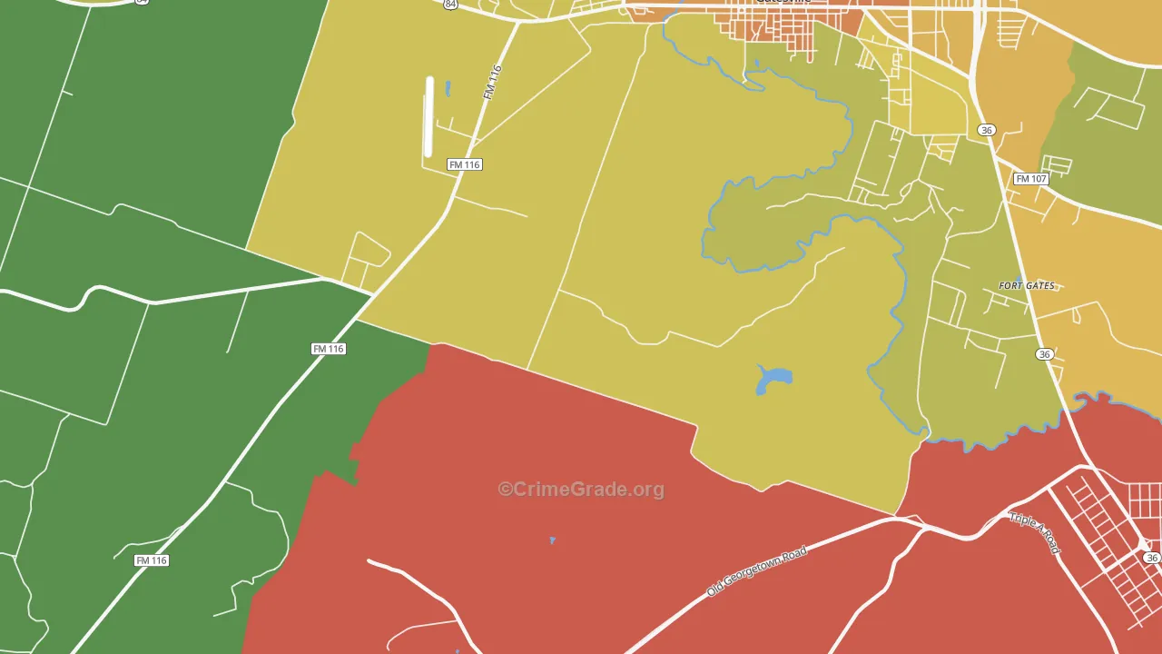 Ireland, TX Map of Burglary Rates