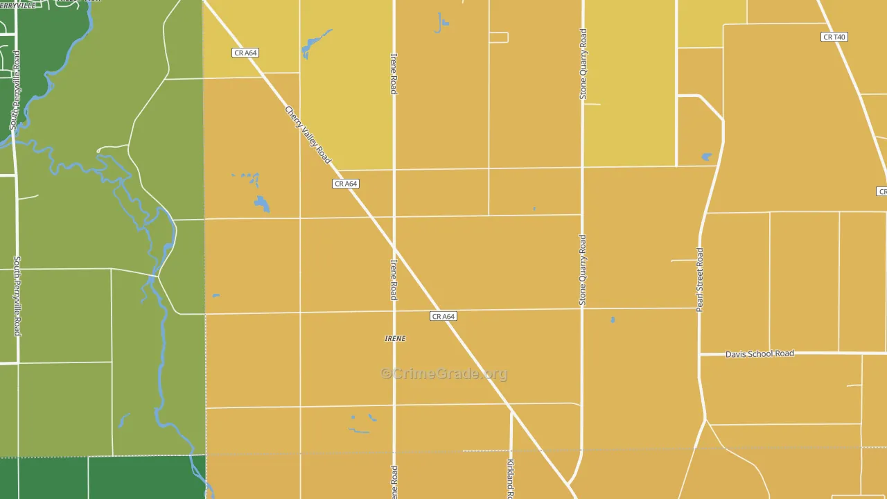 Irene, IL Map of Burglary Rates