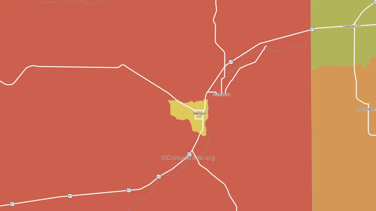 Irion County, TX Map of Burglary Rates