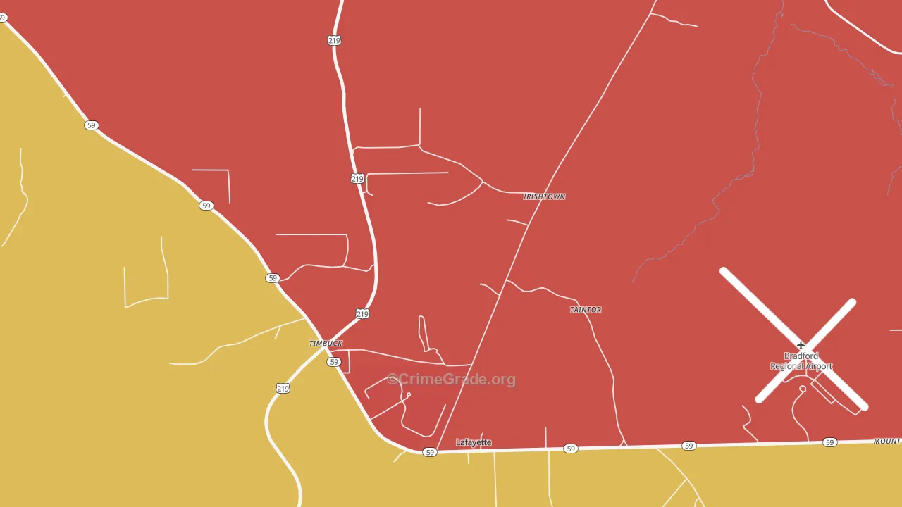 Irishtown, PA Map of Burglary Rates