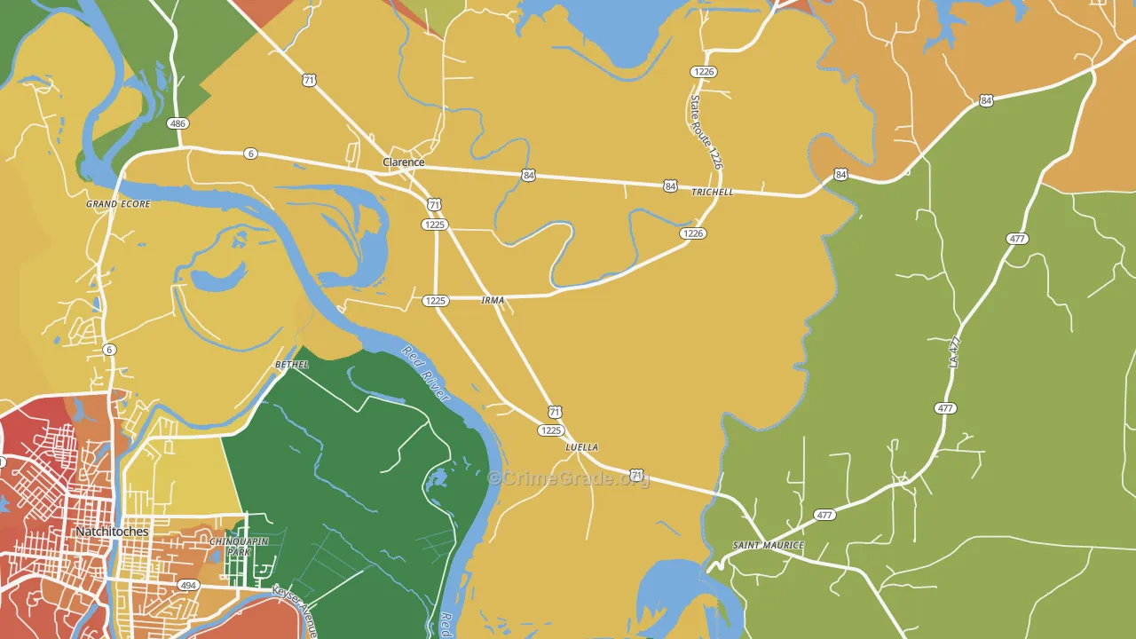 Irma, LA Map of Burglary Rates