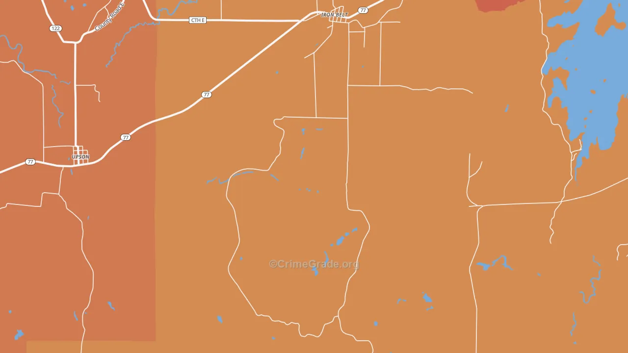 Iron Belt, WI Map of Burglary Rates