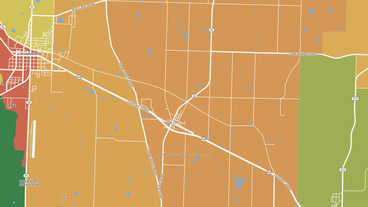 Iron City, GA Map of Burglary Rates