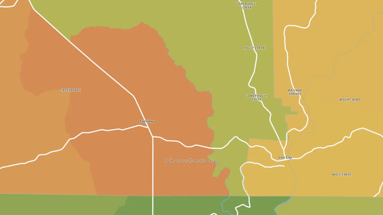 Iron City, TN Map of Burglary Rates