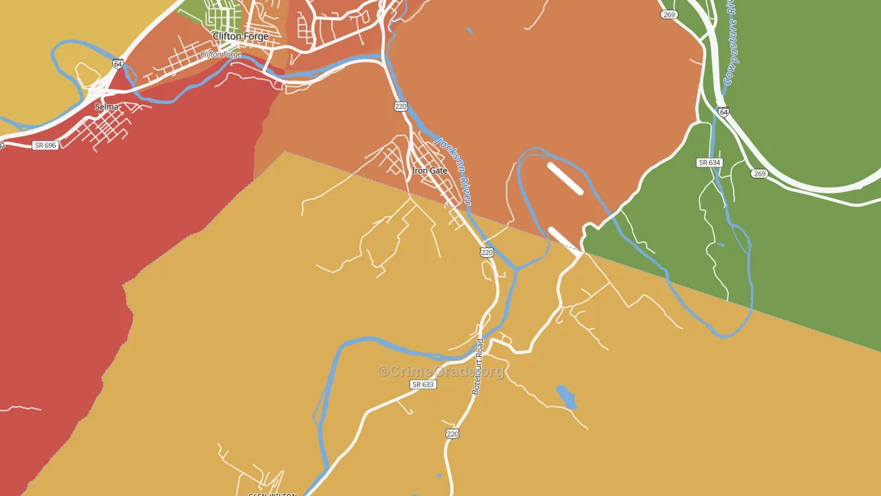 Iron Gate, VA Map of Burglary Rates