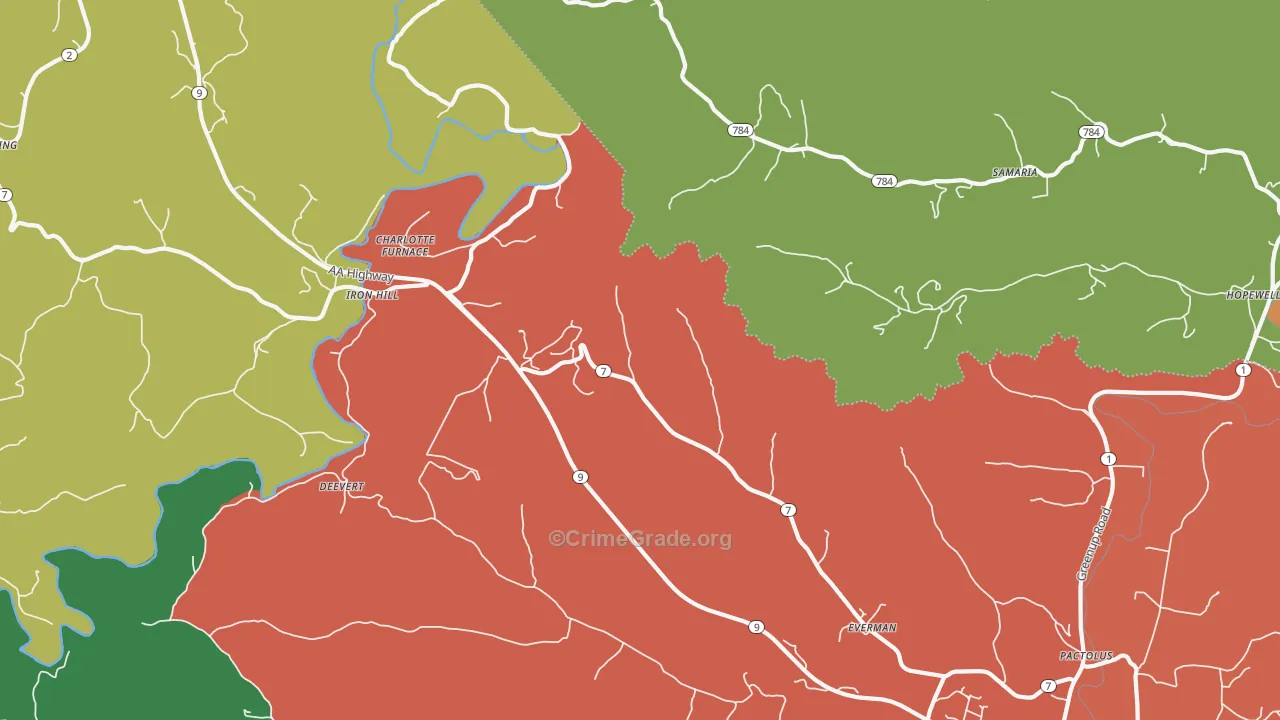 Iron Hill, KY Map of Burglary Rates