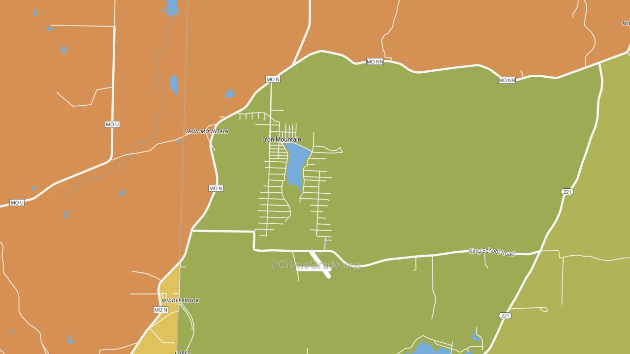 Iron Mountain Lake, MO Map of Burglary Rates