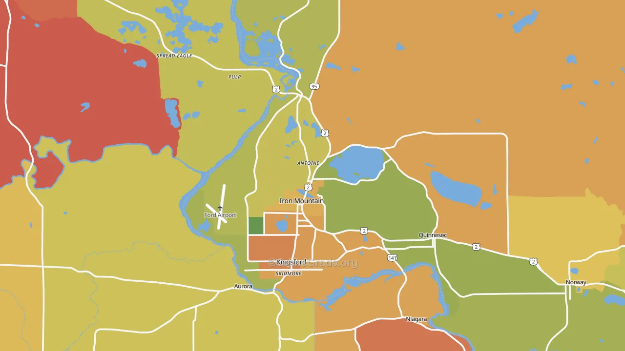 Iron Mountain, MI Map of Burglary Rates
