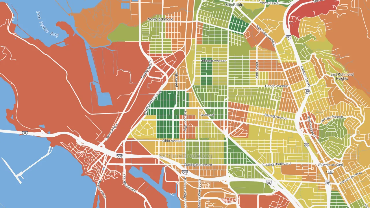 Iron Triangle, Richmond, CA Map of Burglary Rates