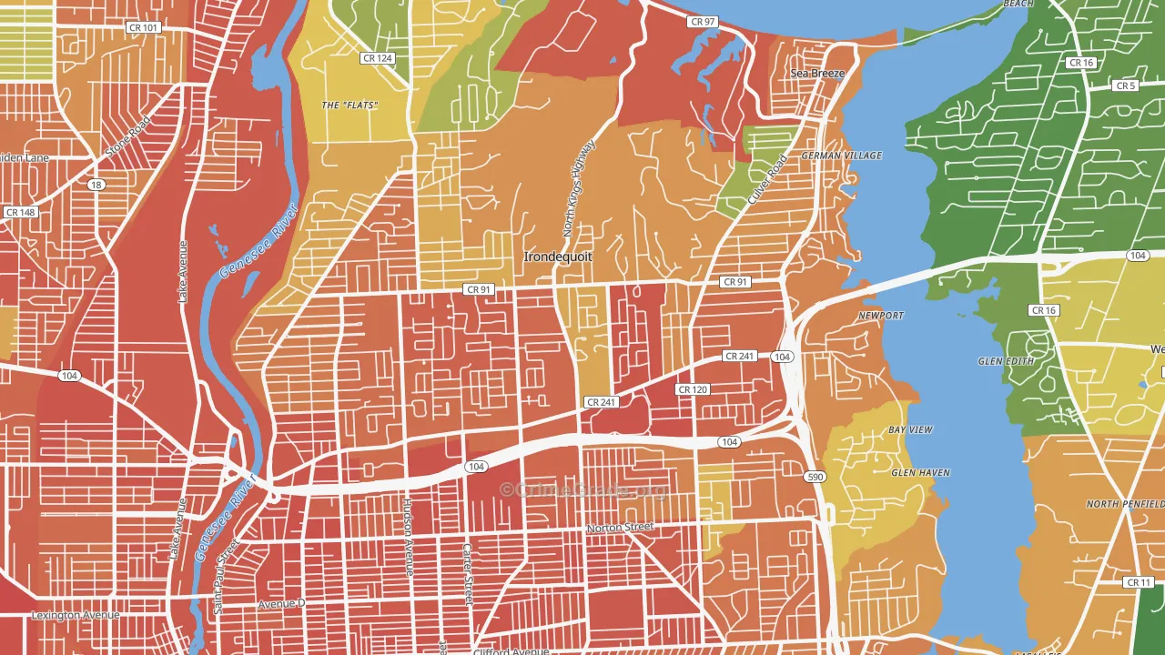 Irondequoit, NY Map of Burglary Rates