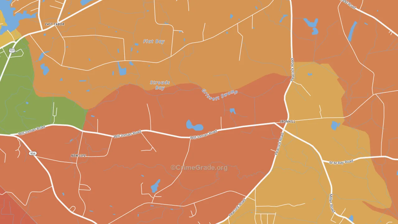 Ironhill, NC Map of Burglary Rates