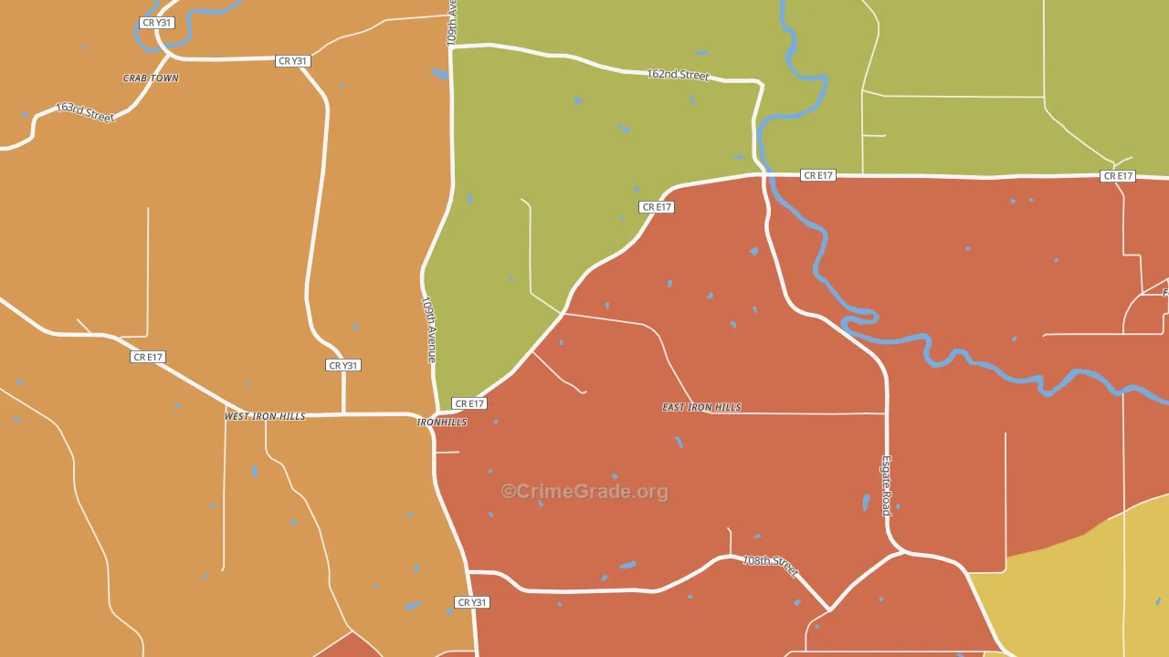 Ironhills, IA Map of Burglary Rates
