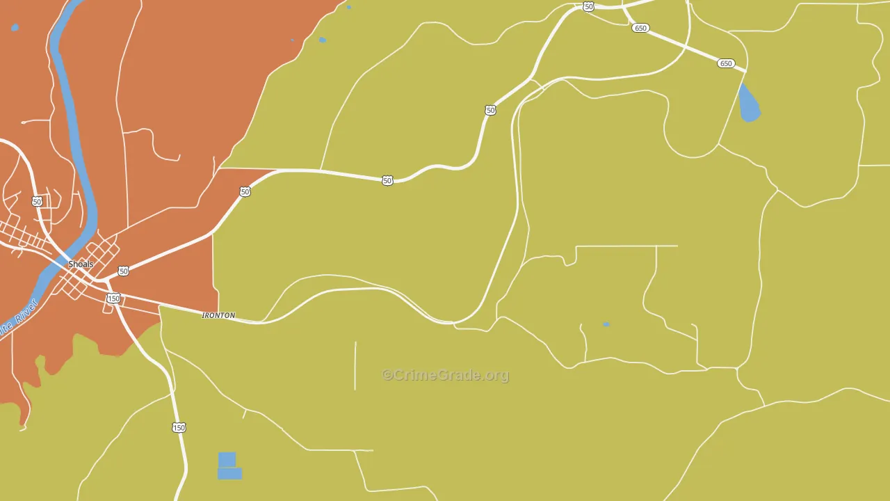 Ironton, IN Map of Burglary Rates