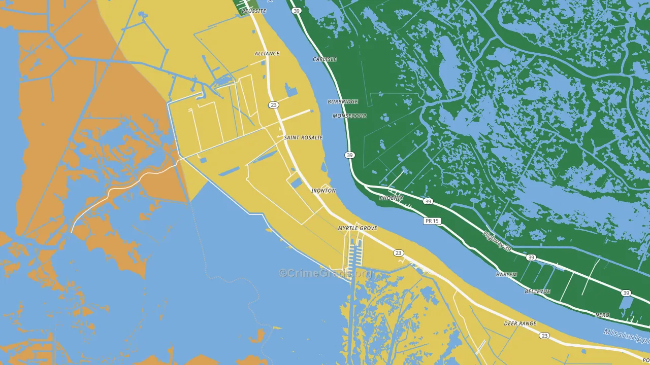 Ironton, LA Map of Burglary Rates
