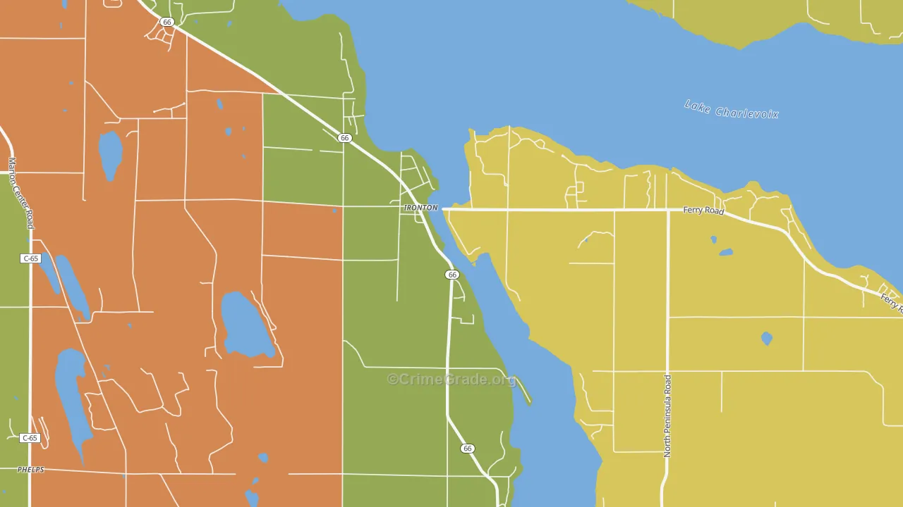 Ironton, MI Map of Burglary Rates