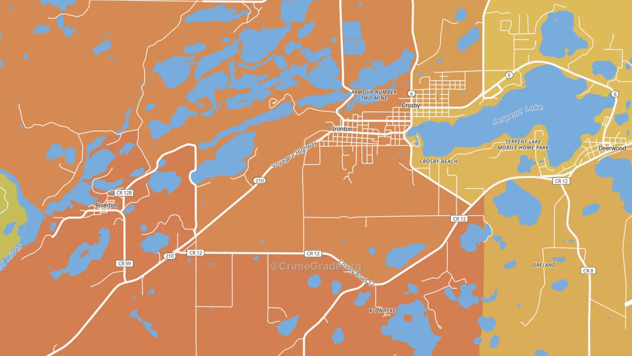 Ironton, MN Map of Burglary Rates