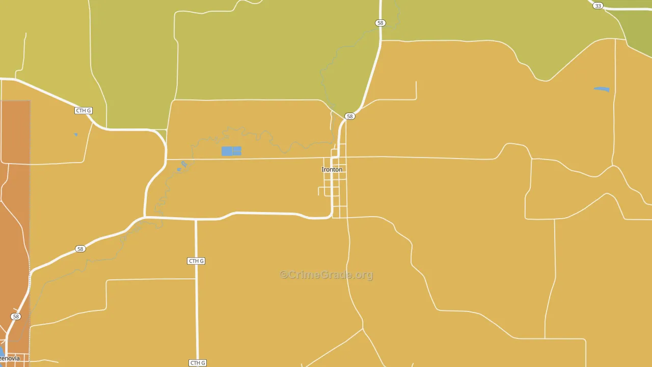 Ironton, WI Map of Burglary Rates