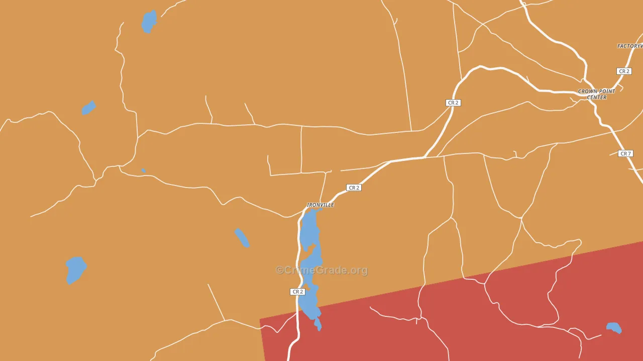 Ironville, NY Map of Burglary Rates