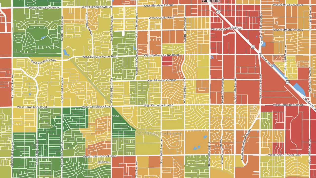 Ironwood Terrace, Glendale, AZ Map of Burglary Rates