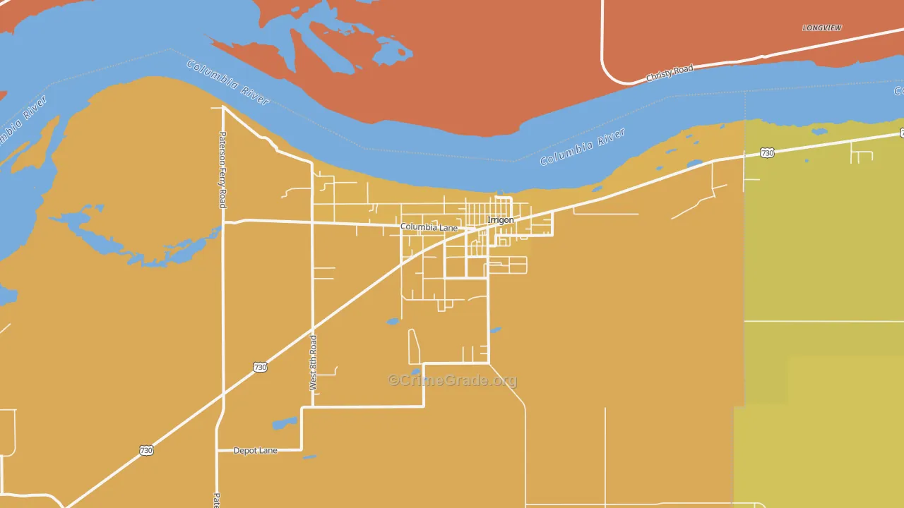 Irrigon, OR Map of Burglary Rates