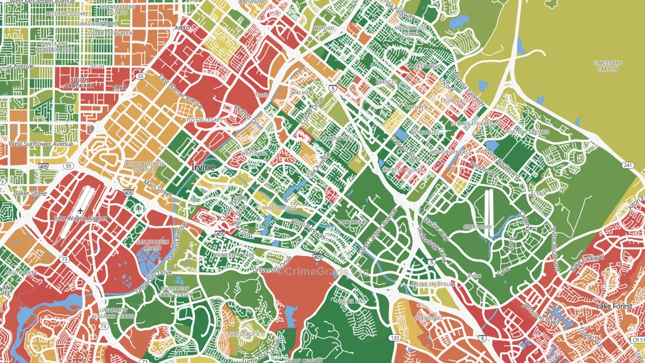 Irvine, CA Map of Burglary Rates