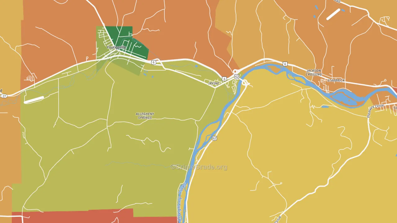 Irvine, PA Map of Burglary Rates