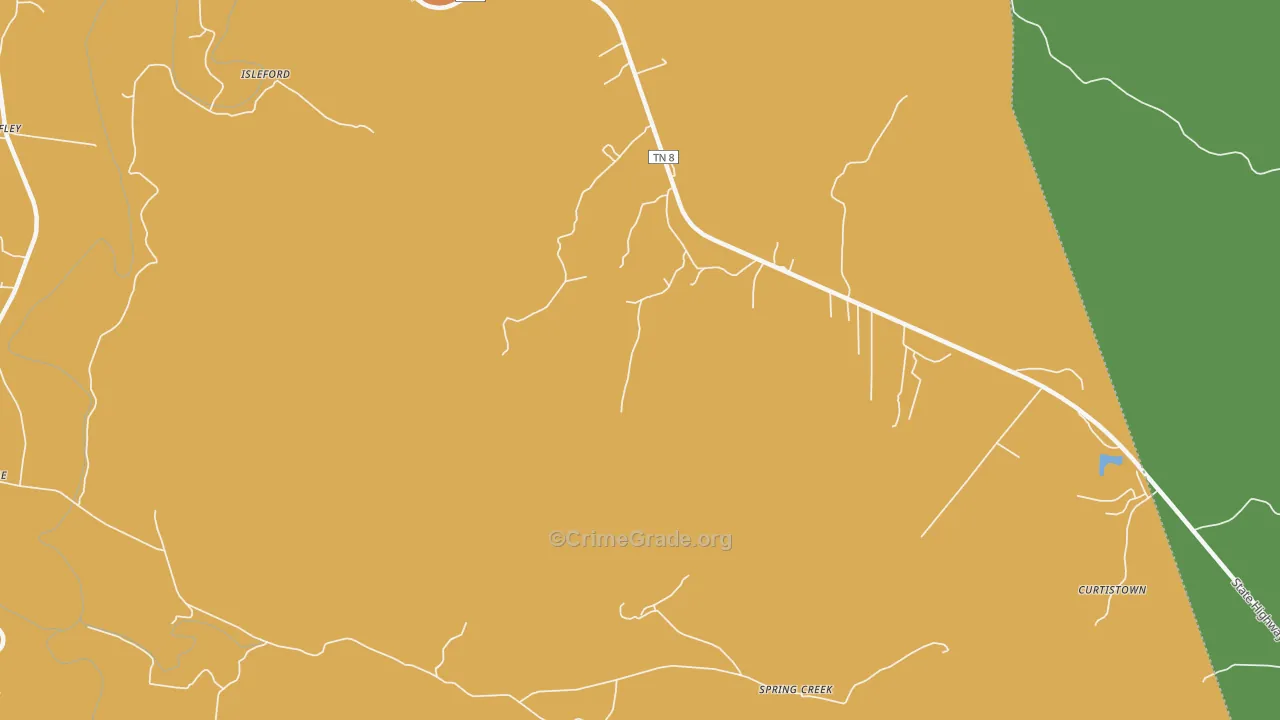 Irving College, TN Map of Burglary Rates