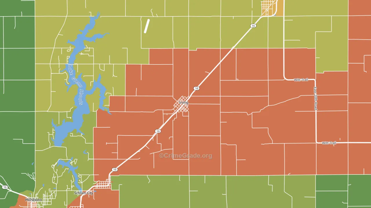 Irving, IL Map of Burglary Rates