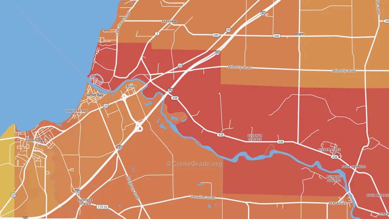 Irving, NY Map of Burglary Rates