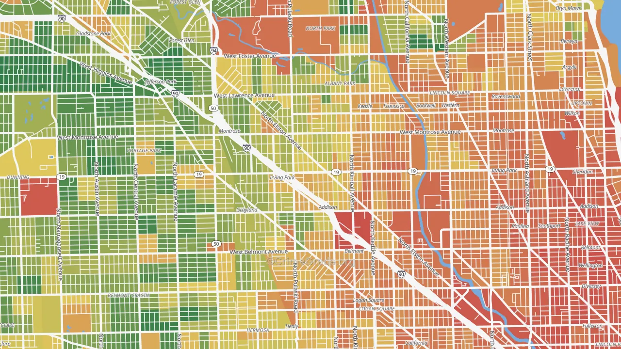 Irving Park, Chicago, IL Map of Burglary Rates
