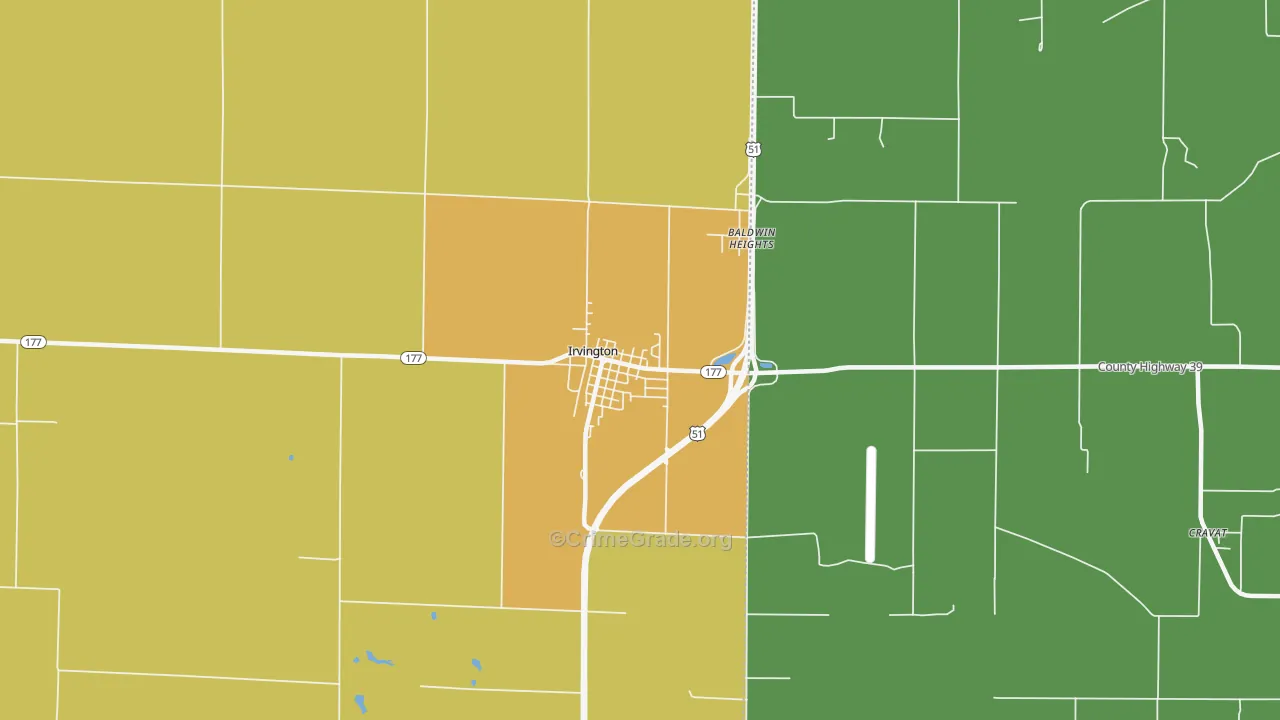 Irvington, IL Map of Burglary Rates