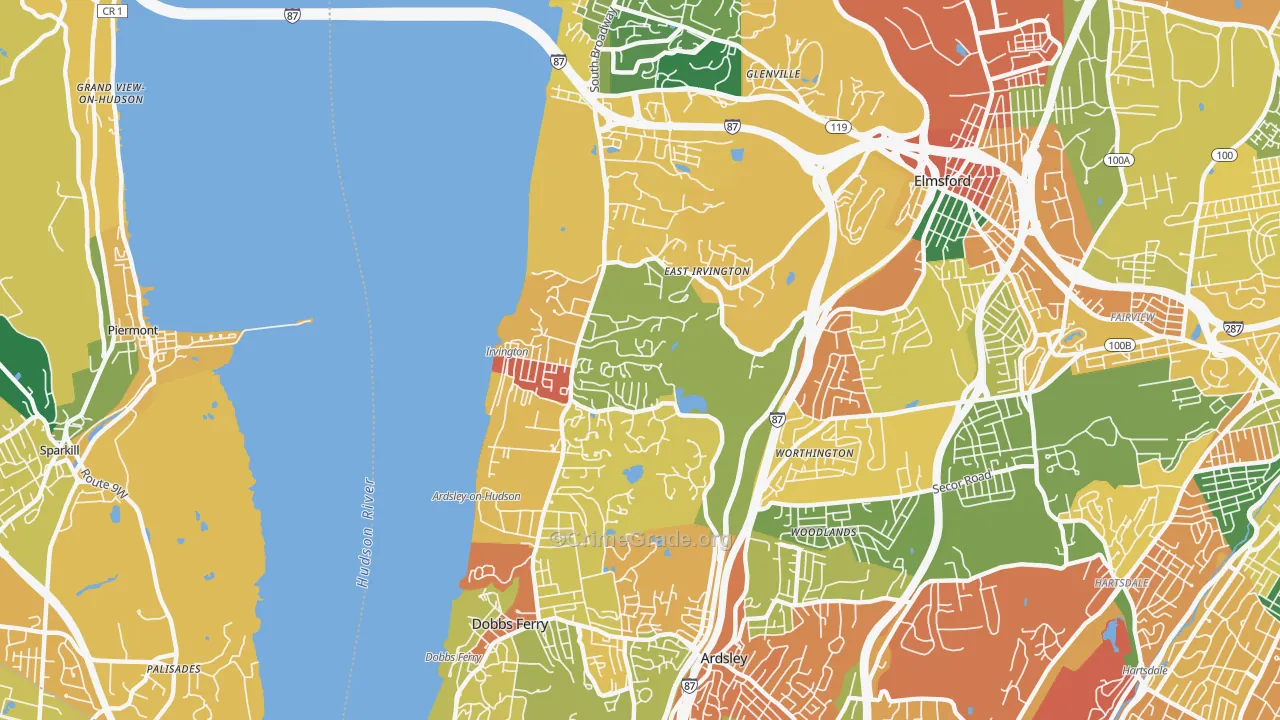 Irvington, NY Map of Burglary Rates