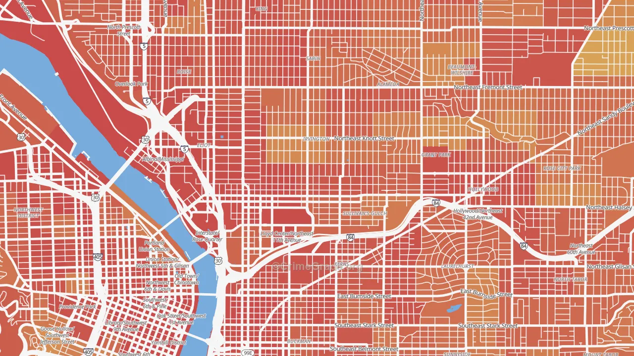 Irvington, Portland, OR Map of Burglary Rates