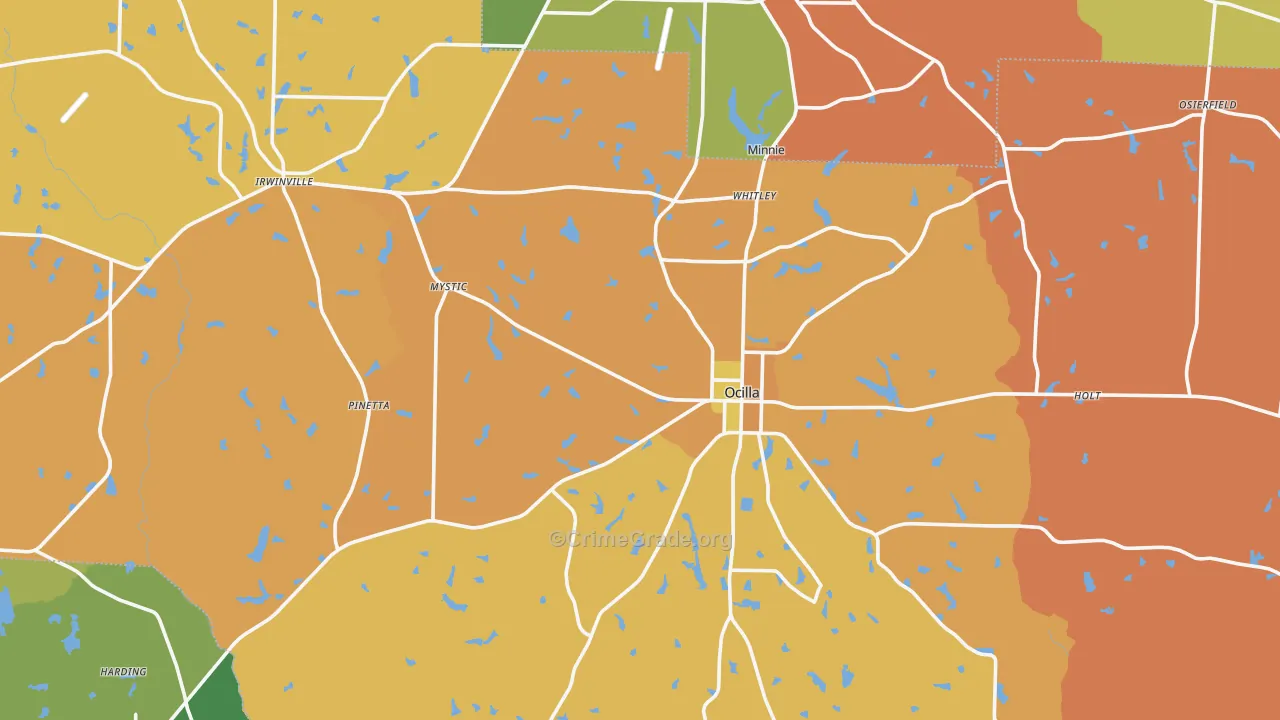 Irwin County, GA Map of Burglary Rates