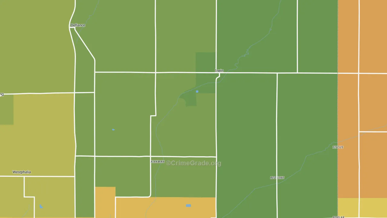 Irwin, IA Map of Burglary Rates